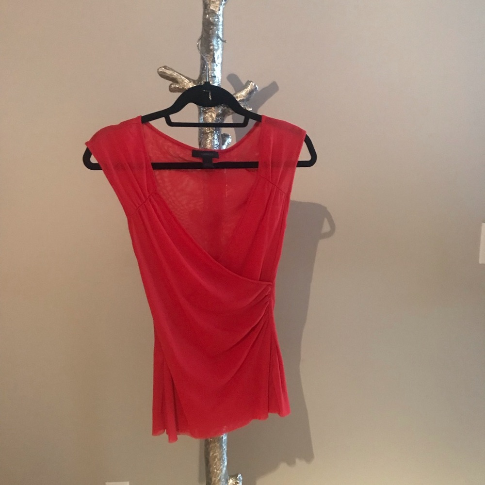 Express Orange Wrap Top